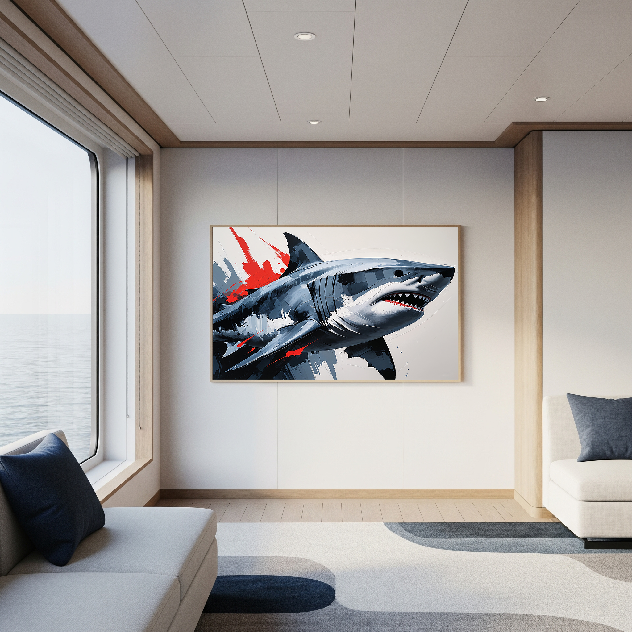 Modern Shark Painting Expressive Wall Art | Digital Download