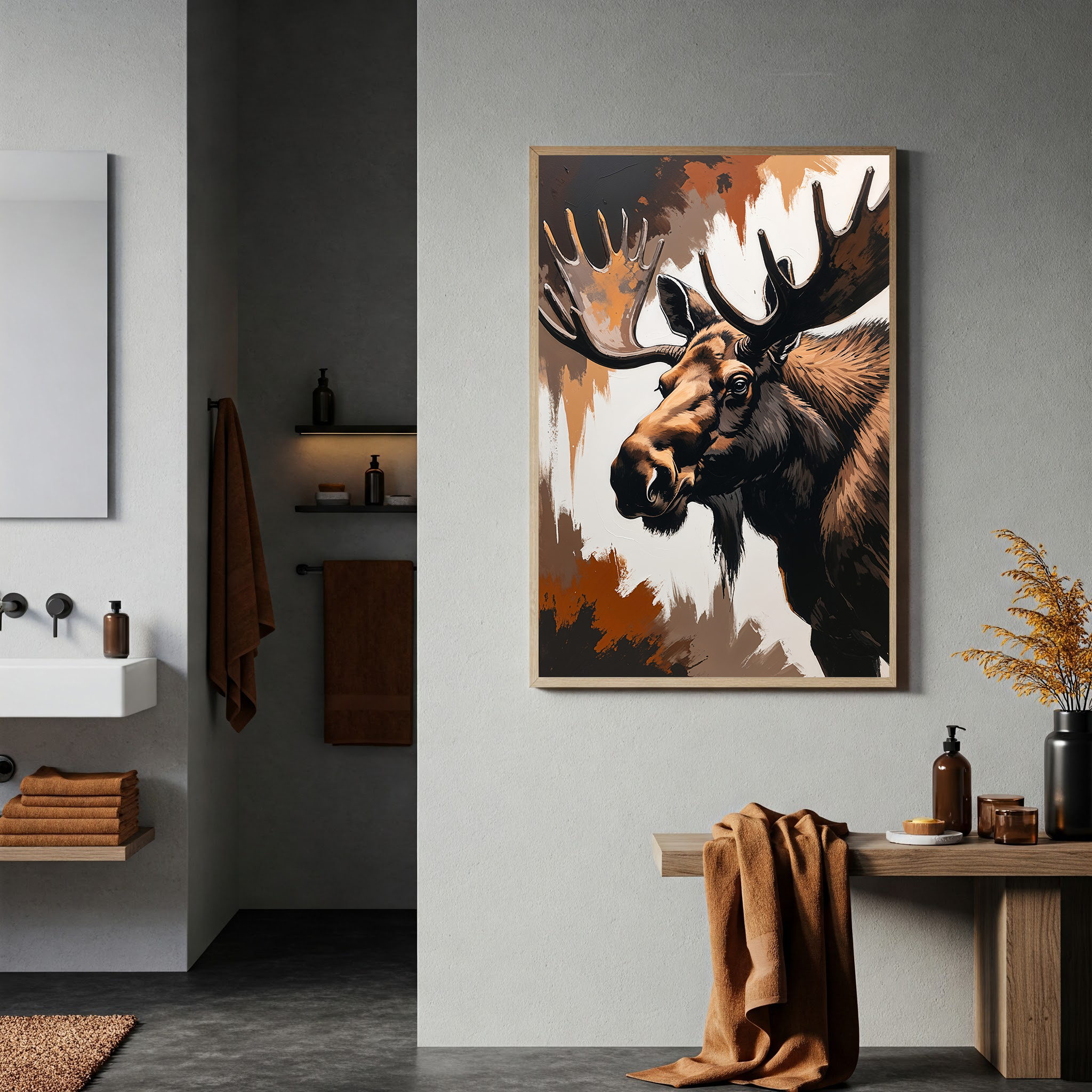 Abstract Moose Portrait Wall Art Print | Digital Download