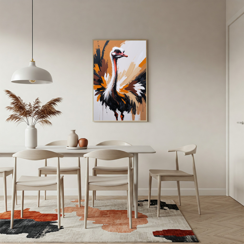 Abstract Ostrich Portrait Wall Art Print | Digital Download