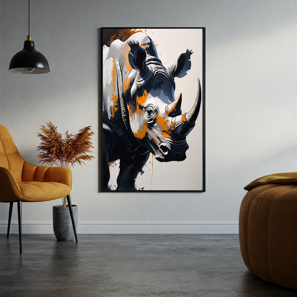Abstract Rhino Portrait Wall Art | Digital Download