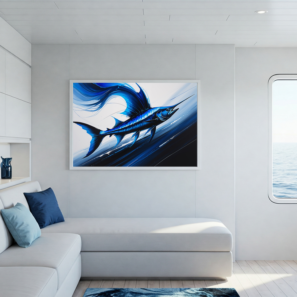 Abstract Blue Sailfish Painting Wall Art | Digital Download