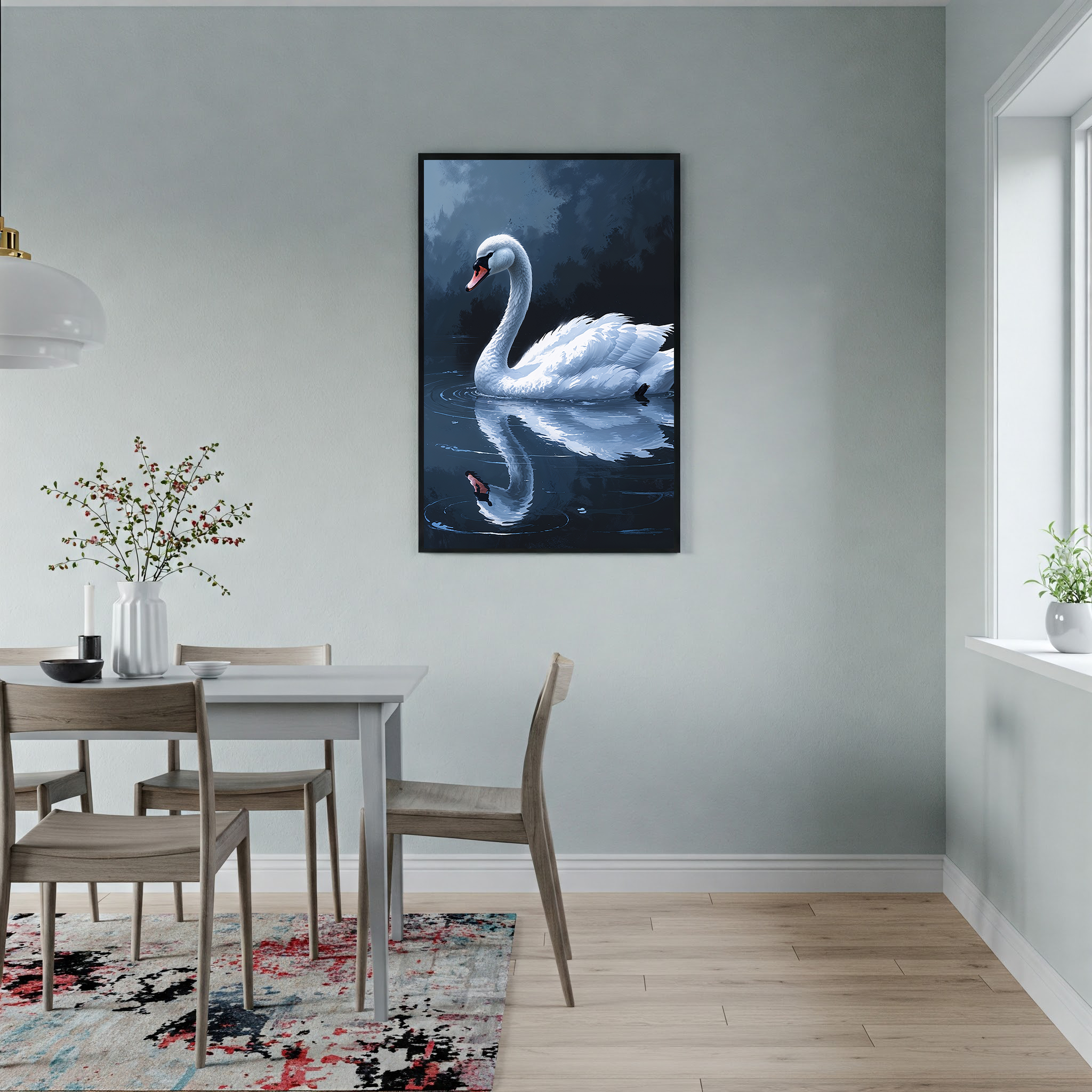 Abstract White Swan Lake Wall Art | Digital Download