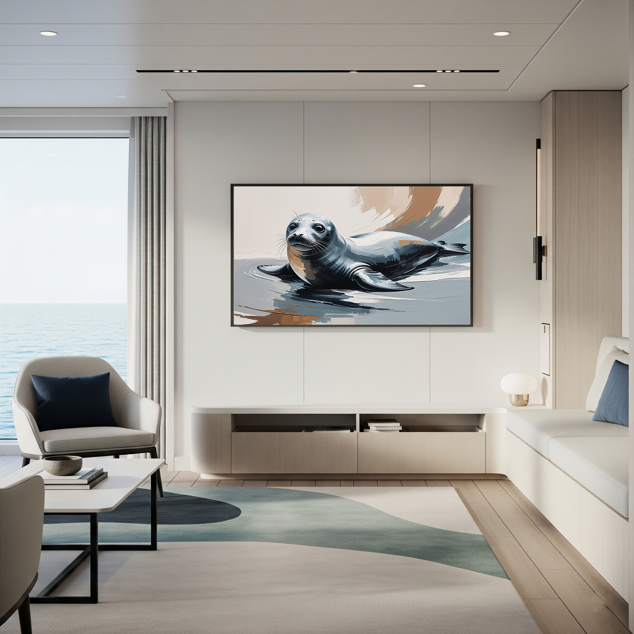 Abstract Seal Painting Ocean Wall Art | Digital Download