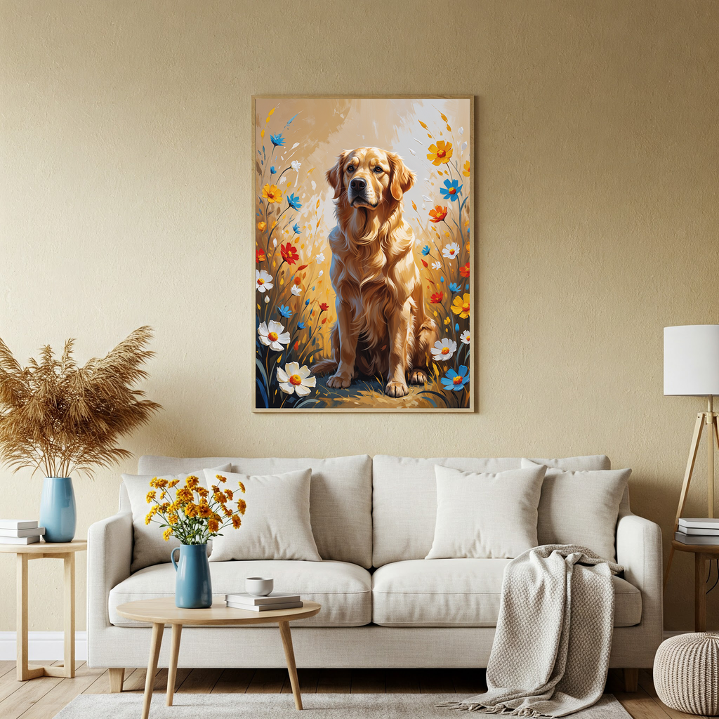 Golden Retriever in Wildflowers Wall Art | Digital Download