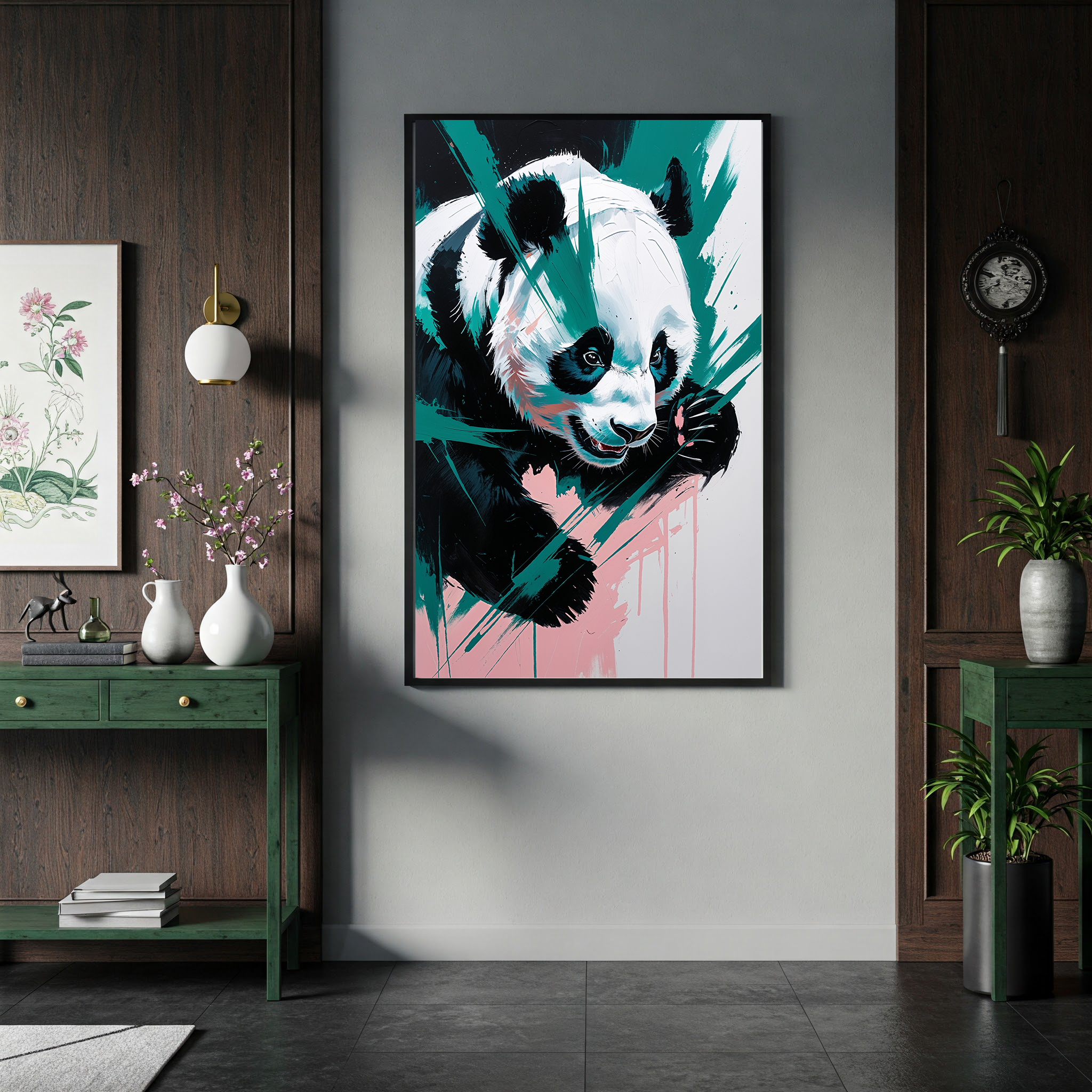 Abstract Giant Panda Portrait Wall Art | Digital Download