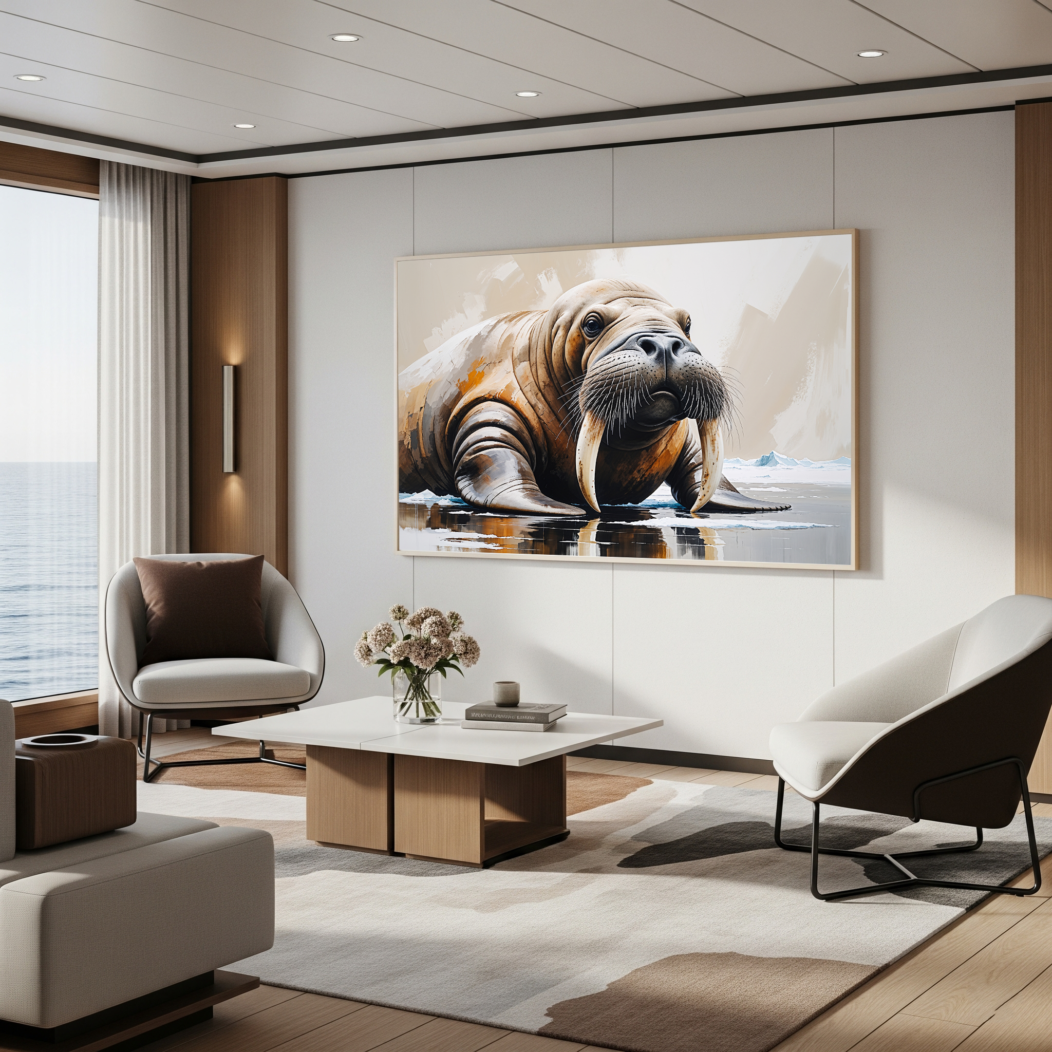 Abstract Walrus Arctic Wildlife Painting Art | Digital Download