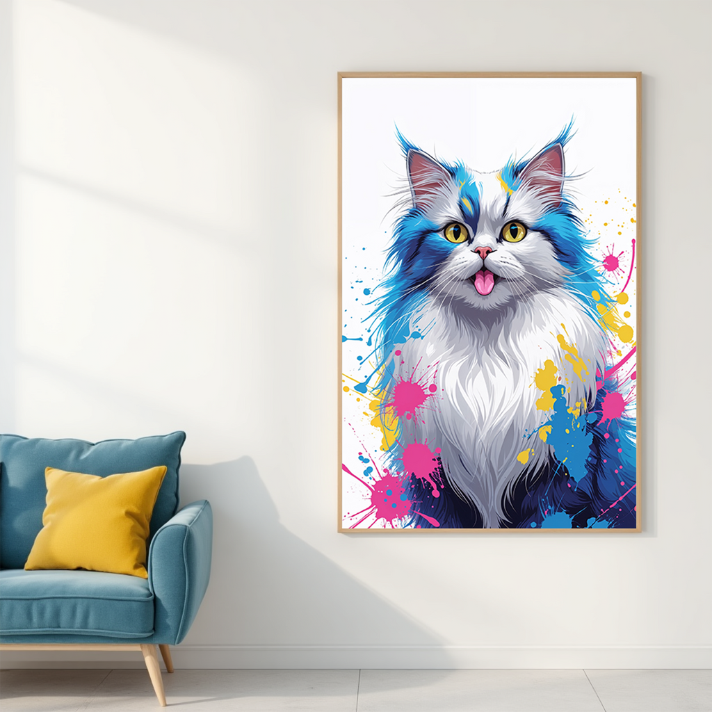 Color Cat digital art by Reflectionare featuring a vibrant, colorful feline illustration on a white background.