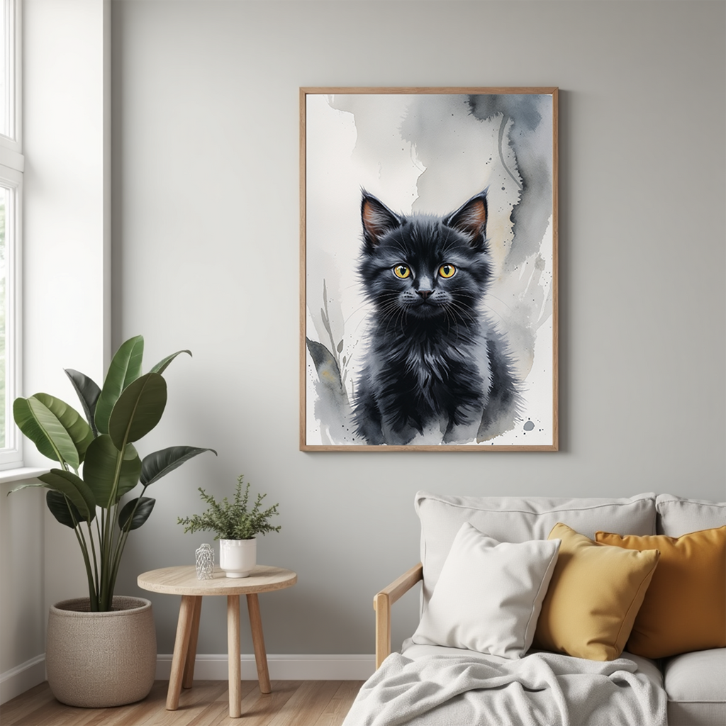 Digital charcoal art of a feline cat by Reflectionare, showcasing detailed shading and expressive features.