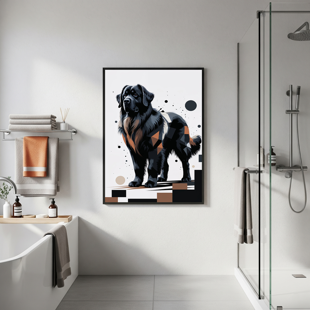 Geometric Newfoundland Dog Art Print | Digital Download