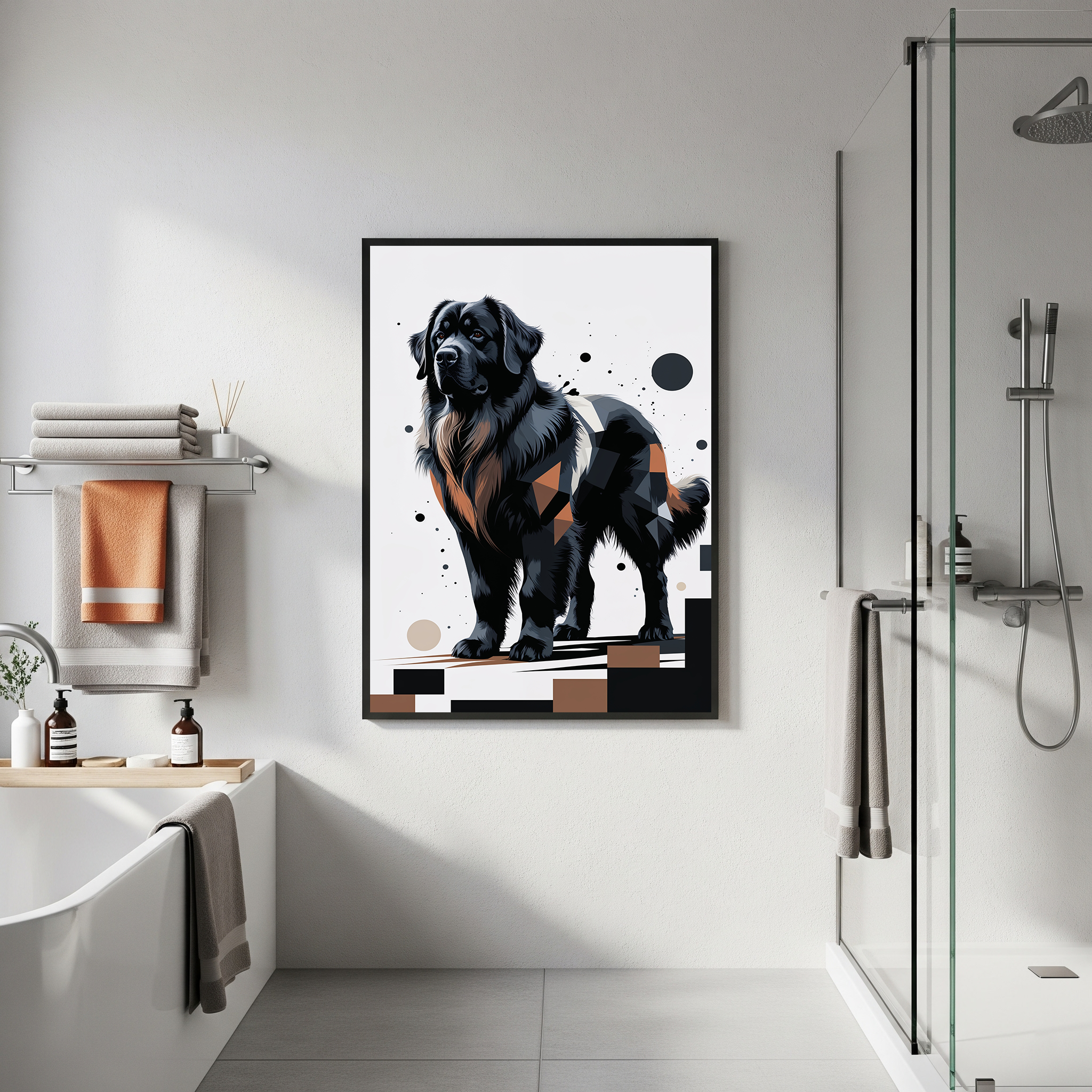 Geometric Newfoundland Dog Art Print | Digital Download