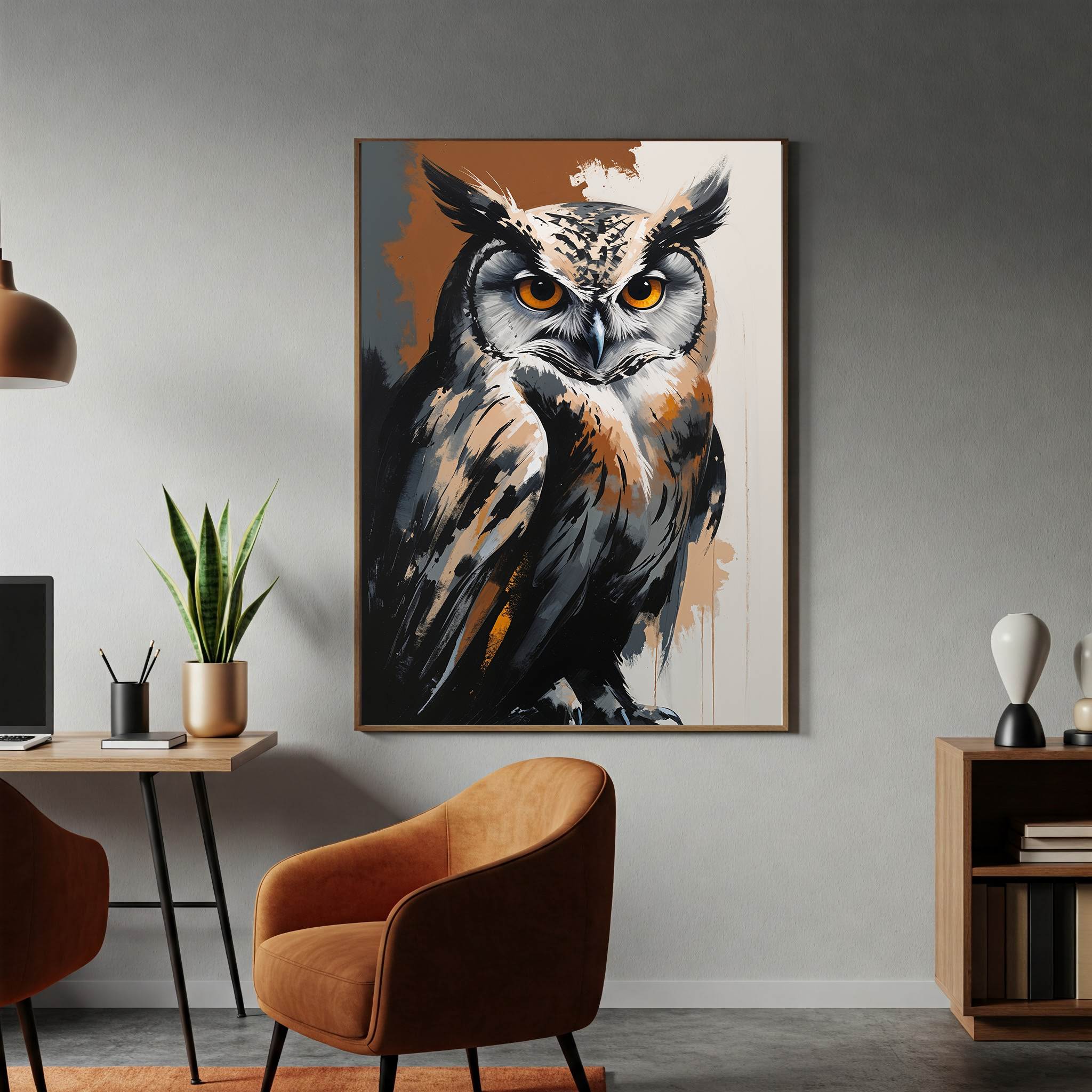 Abstract Owl Portrait Wall Art Print | Digital Download