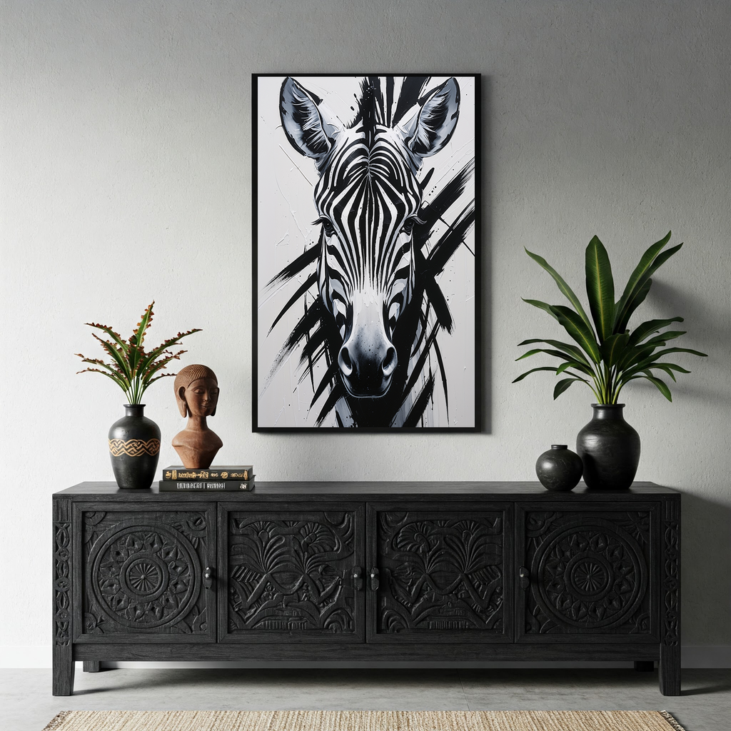 Abstract Zebra Portrait Wall Art Print | Digital Download