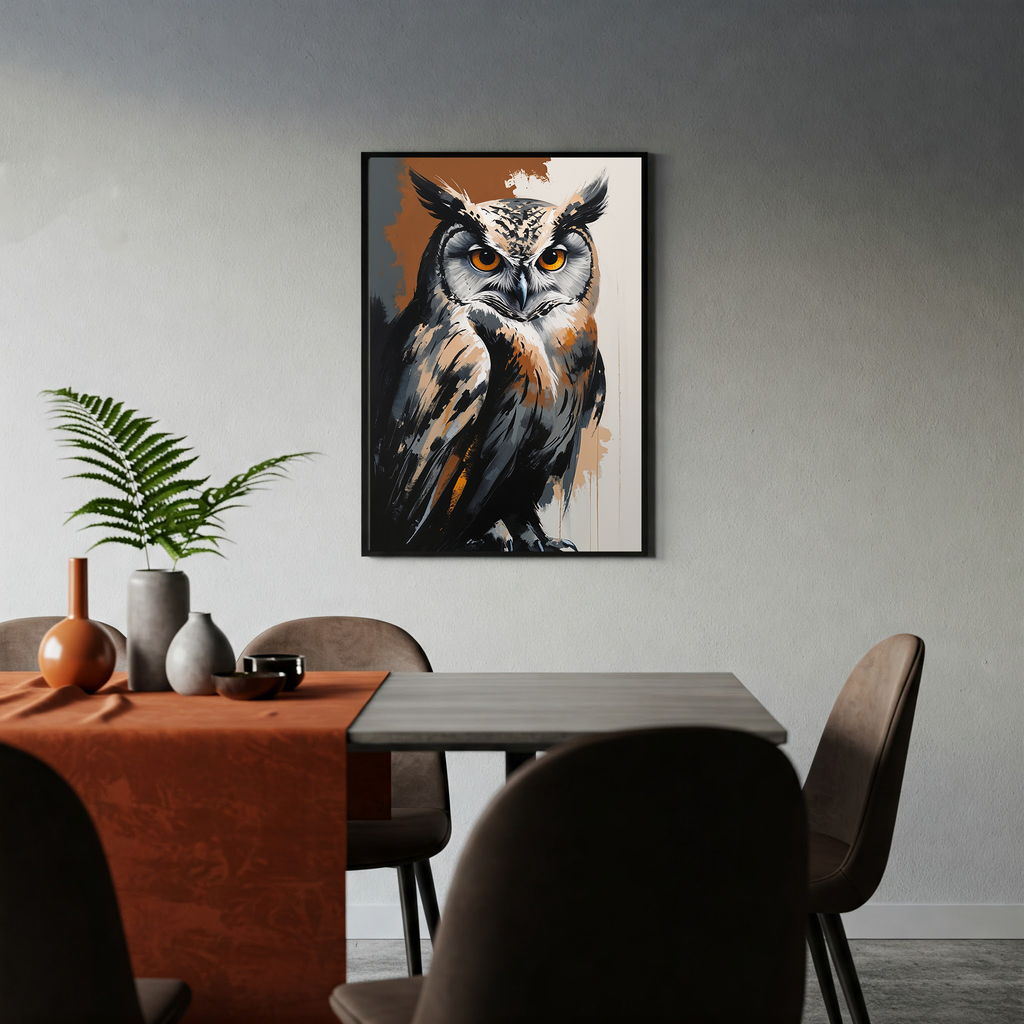 Abstract Owl Portrait Wall Art Print | Digital Download