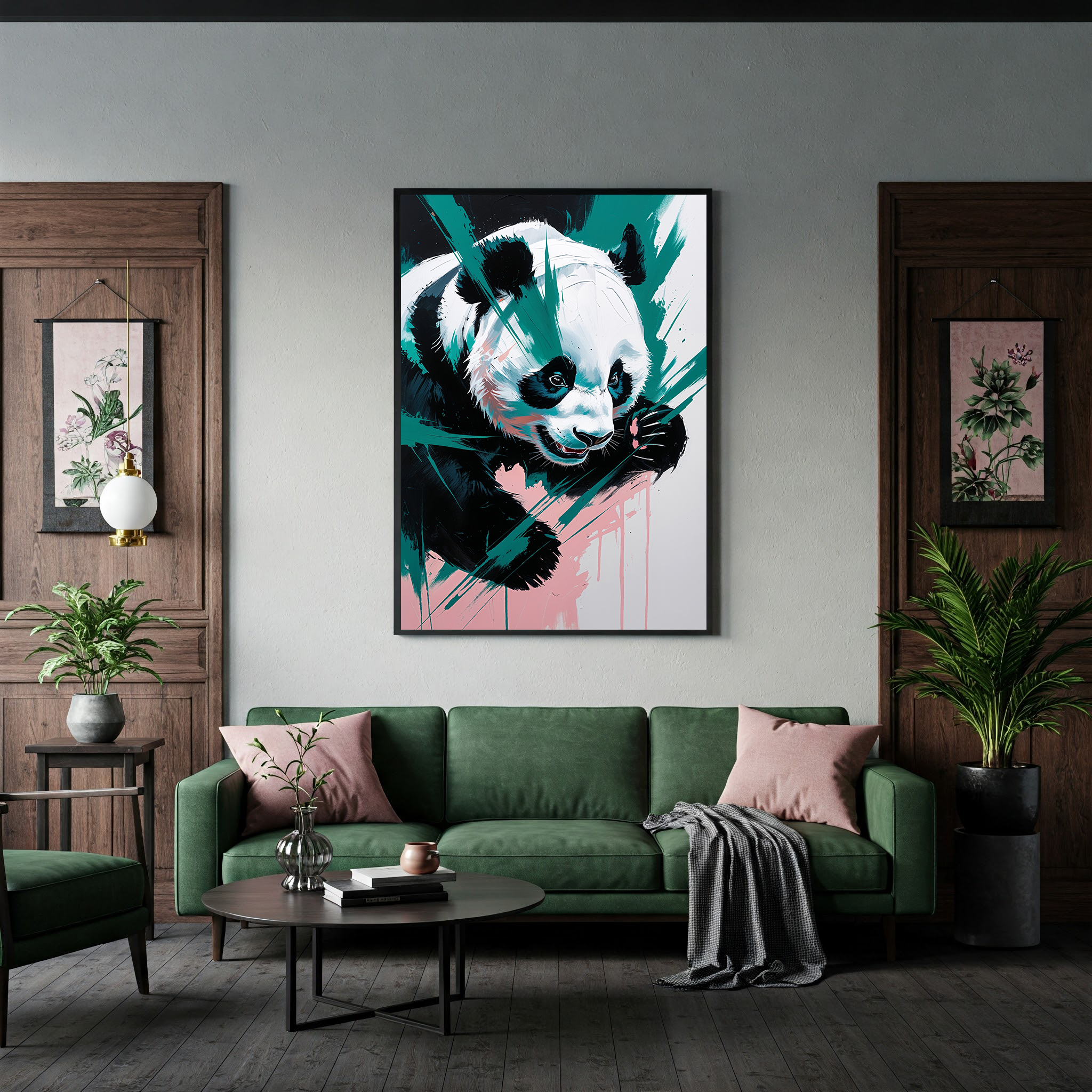 Abstract Giant Panda Portrait Wall Art | Digital Download