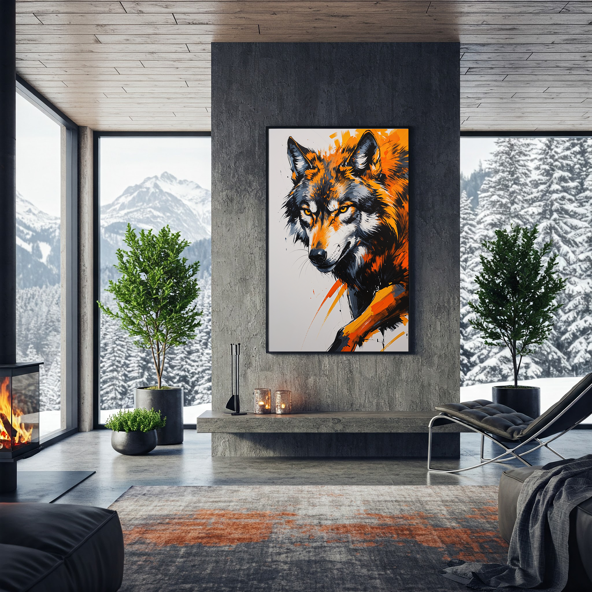 Abstract Wolf Face Wall Art Print | Digital Download