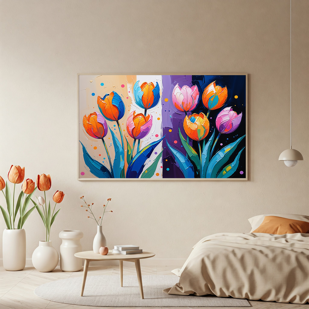 Vivid Impasto Oil Painting Tulip Art — alternate gallery view