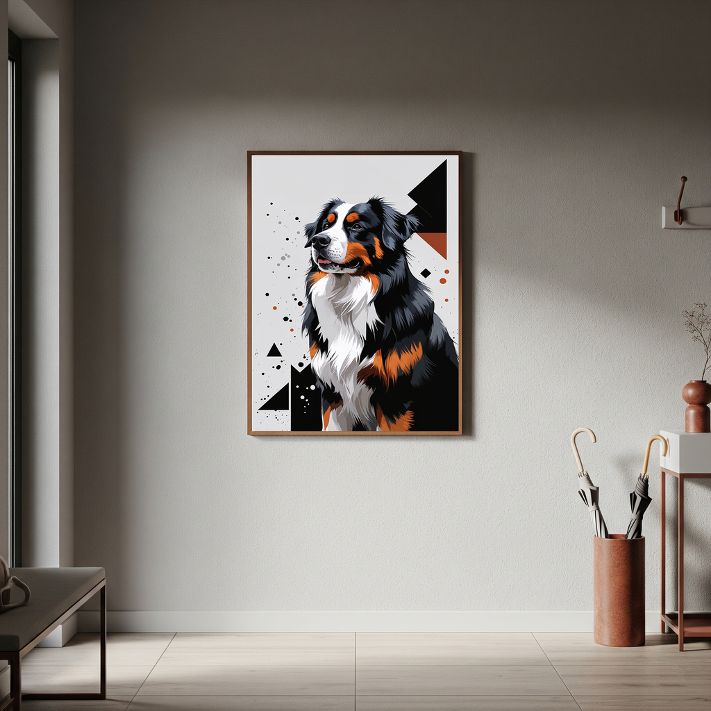 Geometric Bernese Mountain Dog Art Print - Digital Download