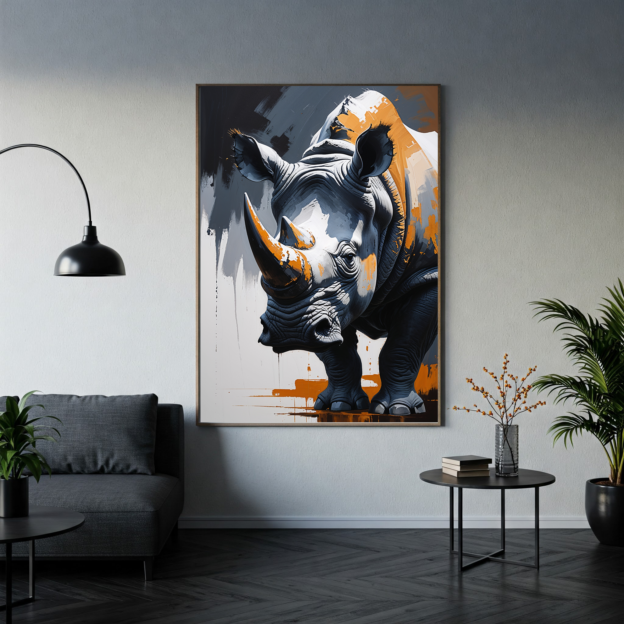 Abstract Rhino Full Body Wall Art | Digital Download