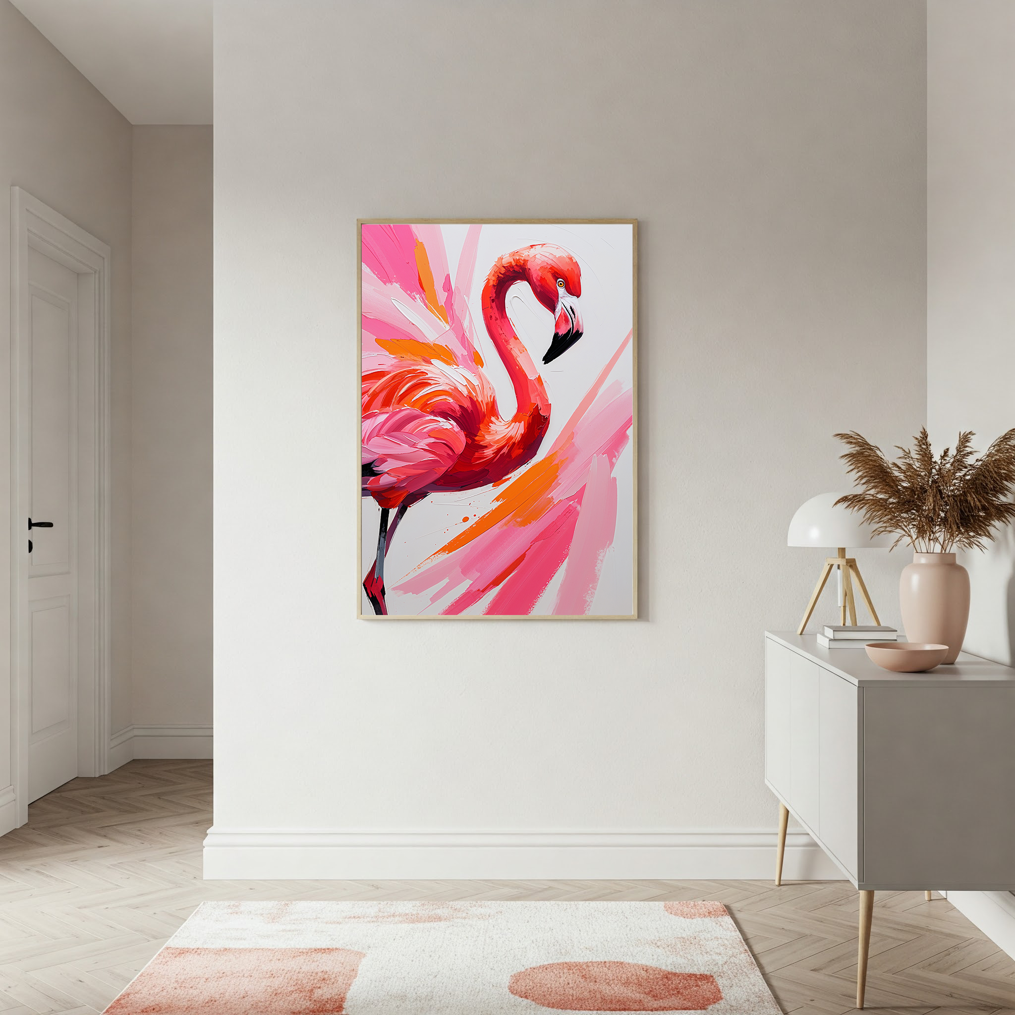 Abstract Flamingo Wall Art | Digital Download