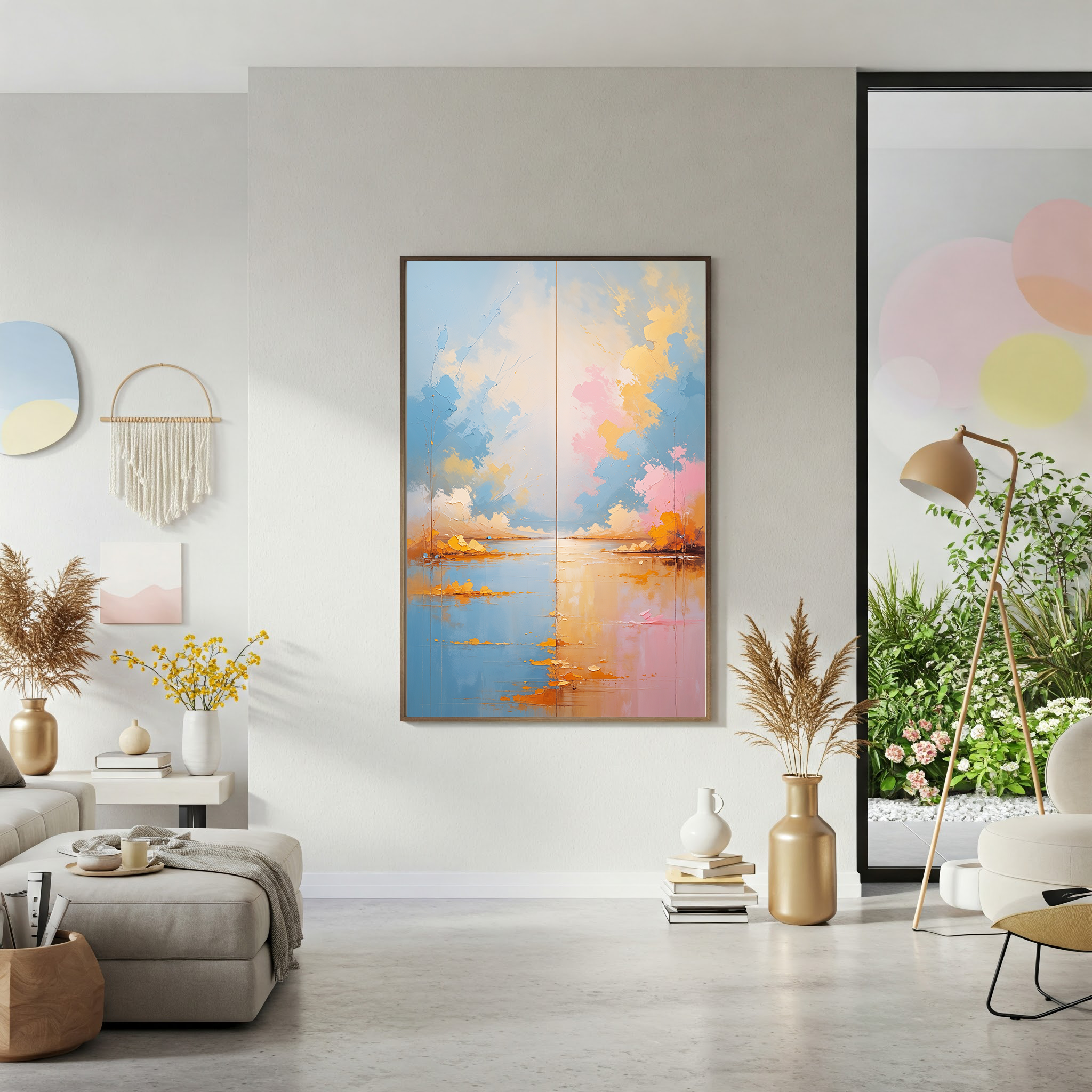 Twin Horizons Pastel Landscape Wall Art | Digital Download
