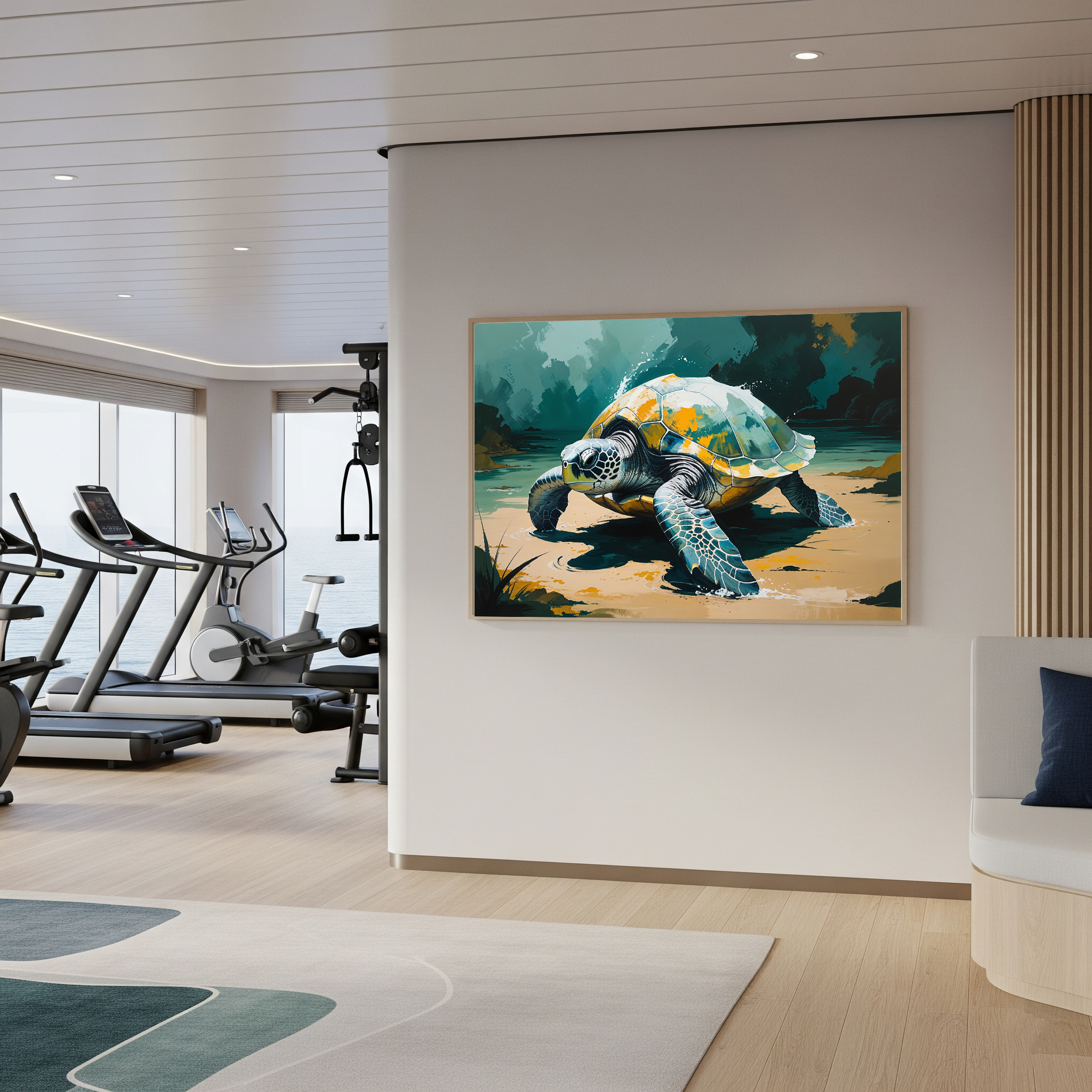 Abstract Sea Turtle Beach Painting Wall Art | Digital Download