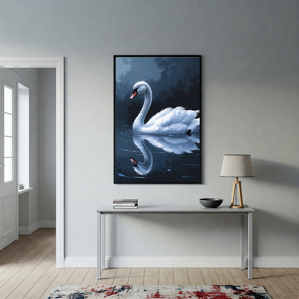 Abstract White Swan Lake Wall Art | Digital Download