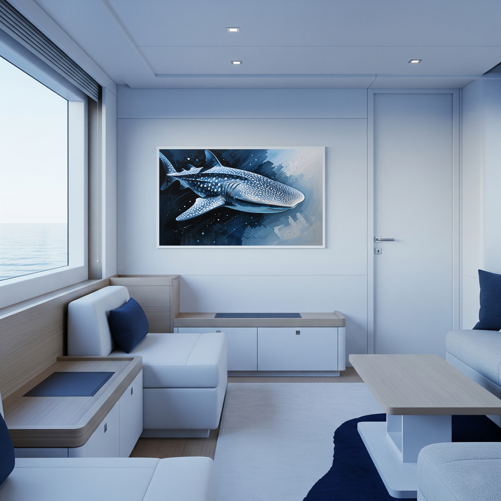 Abstract Whale Shark Blue Painting Wall Art | Digital Download
