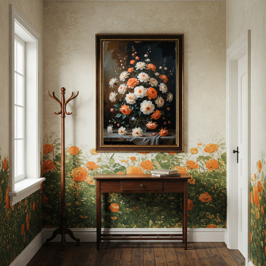 Vintage Peach Blossom Wall Art Print | Impressionist Floral Decor