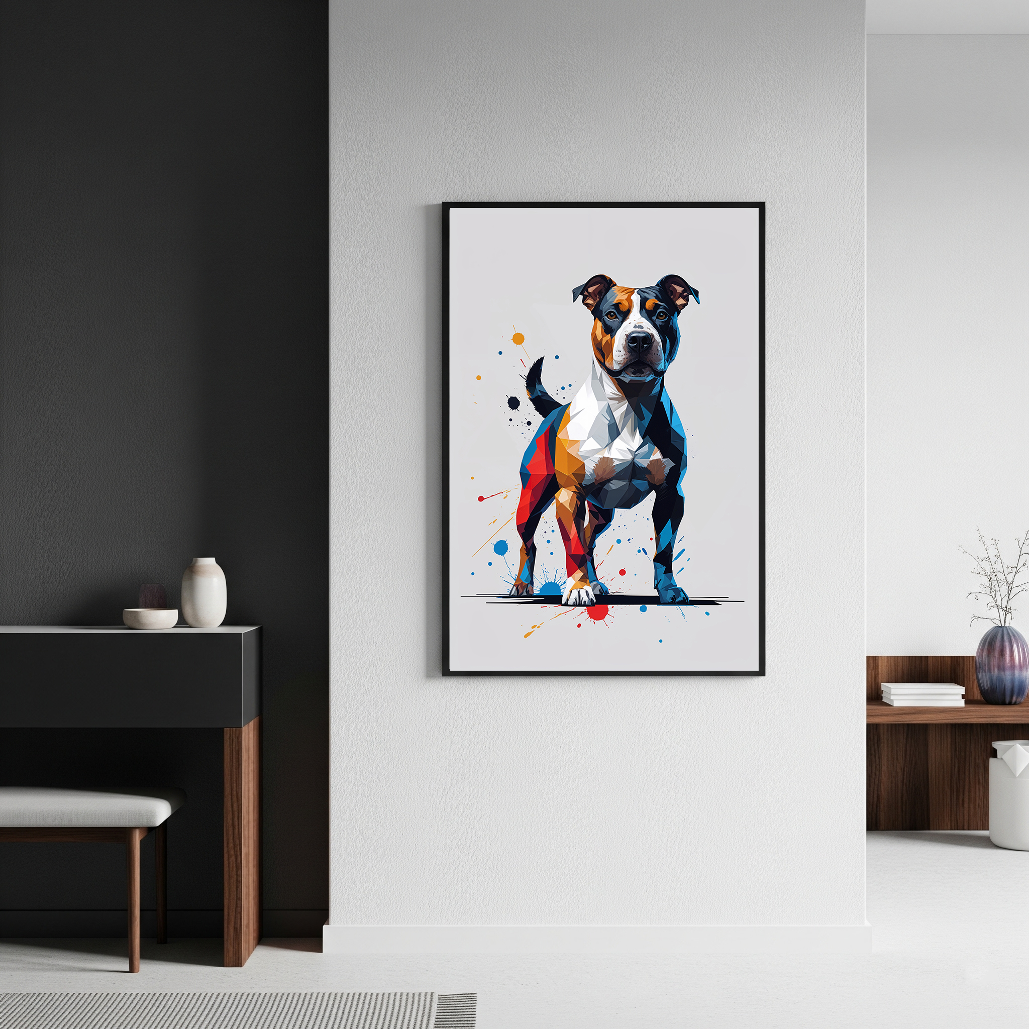 Geometric Staffordshire Bull Terrier Art Print | Digital Download
