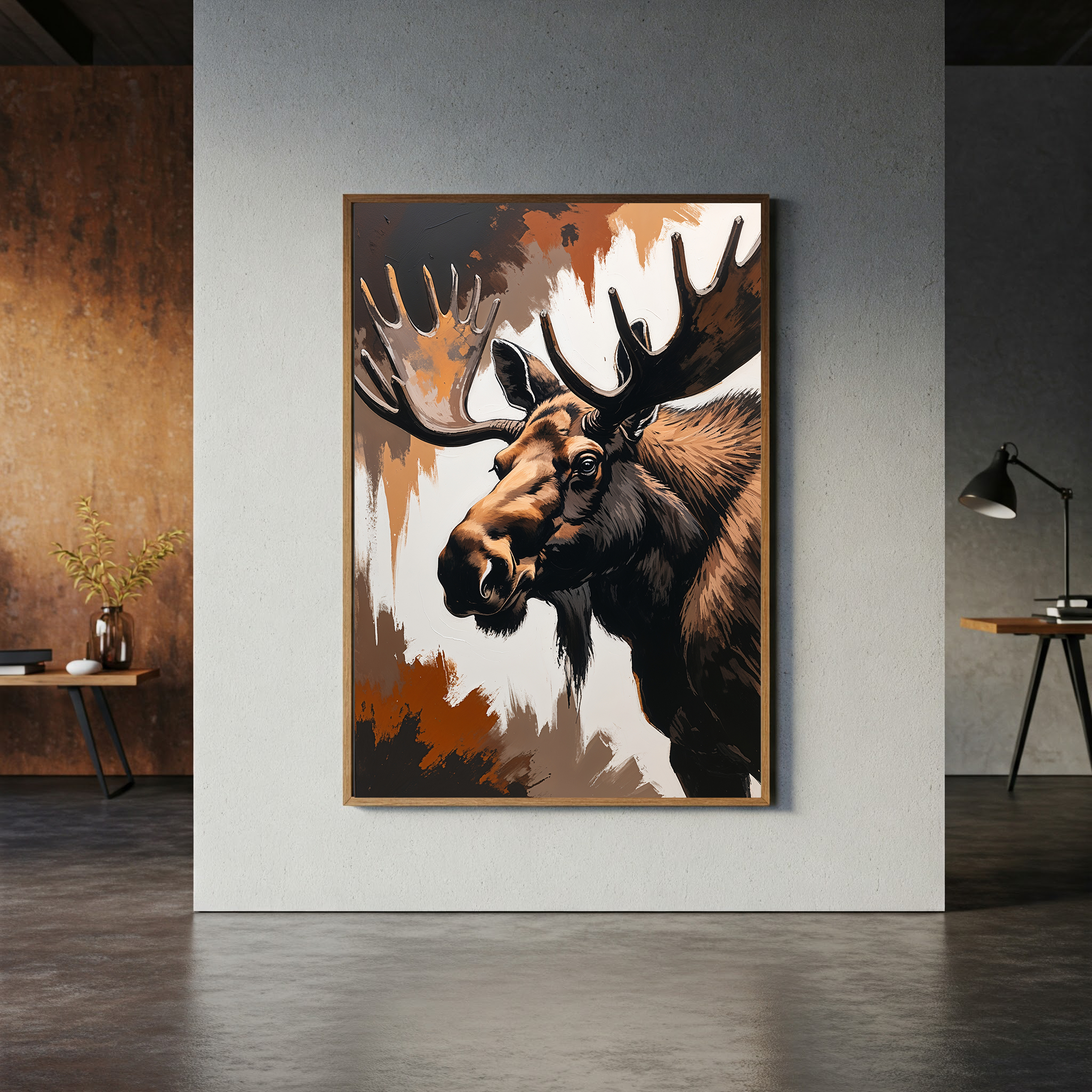 Abstract Moose Portrait Wall Art Print | Digital Download
