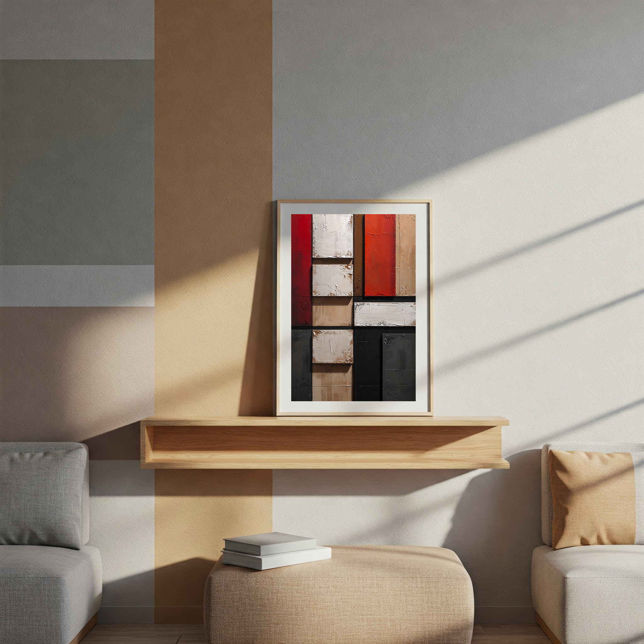 Abstract Geometric Panels Textured Wall Art | Digital Download