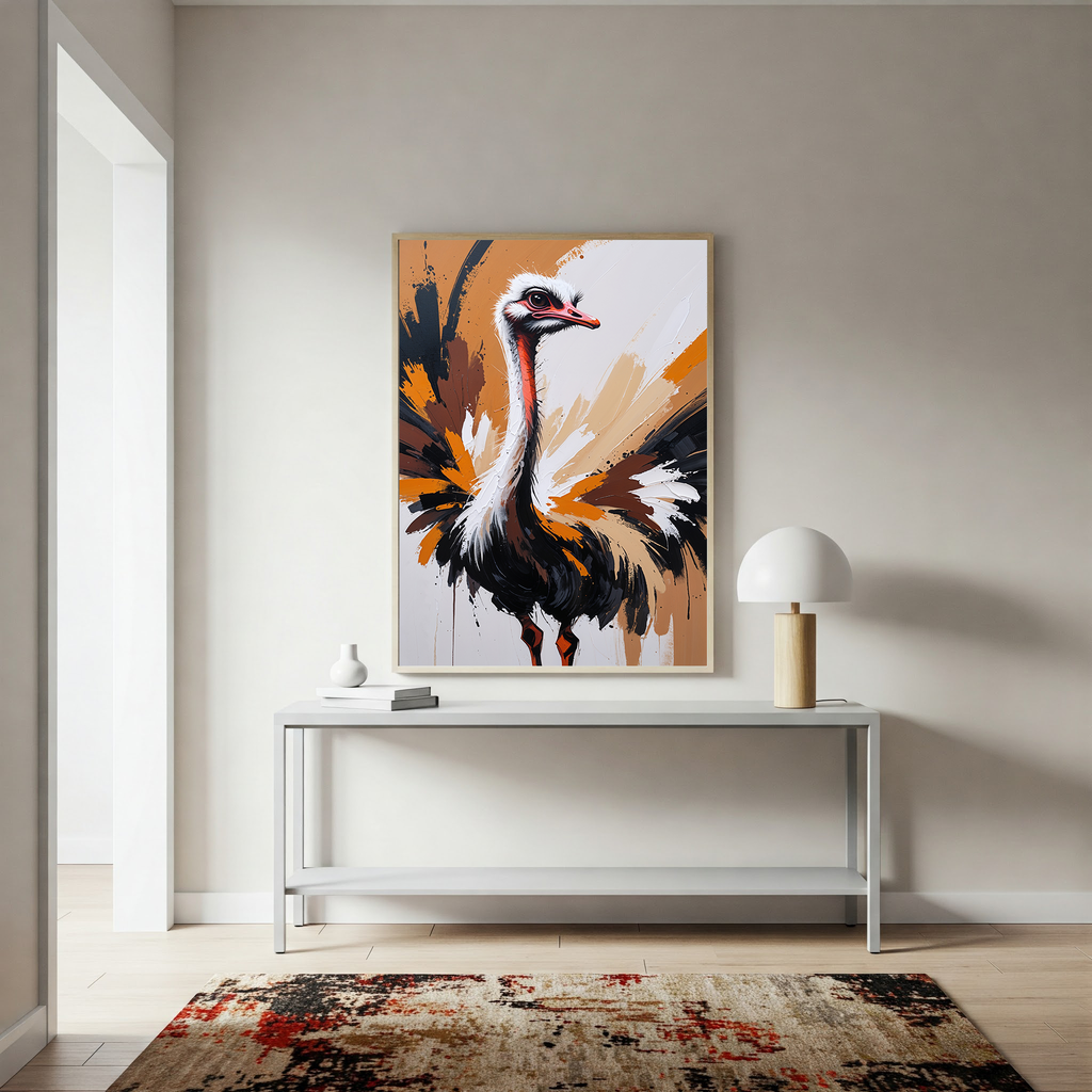Abstract Ostrich Portrait Wall Art Print | Digital Download