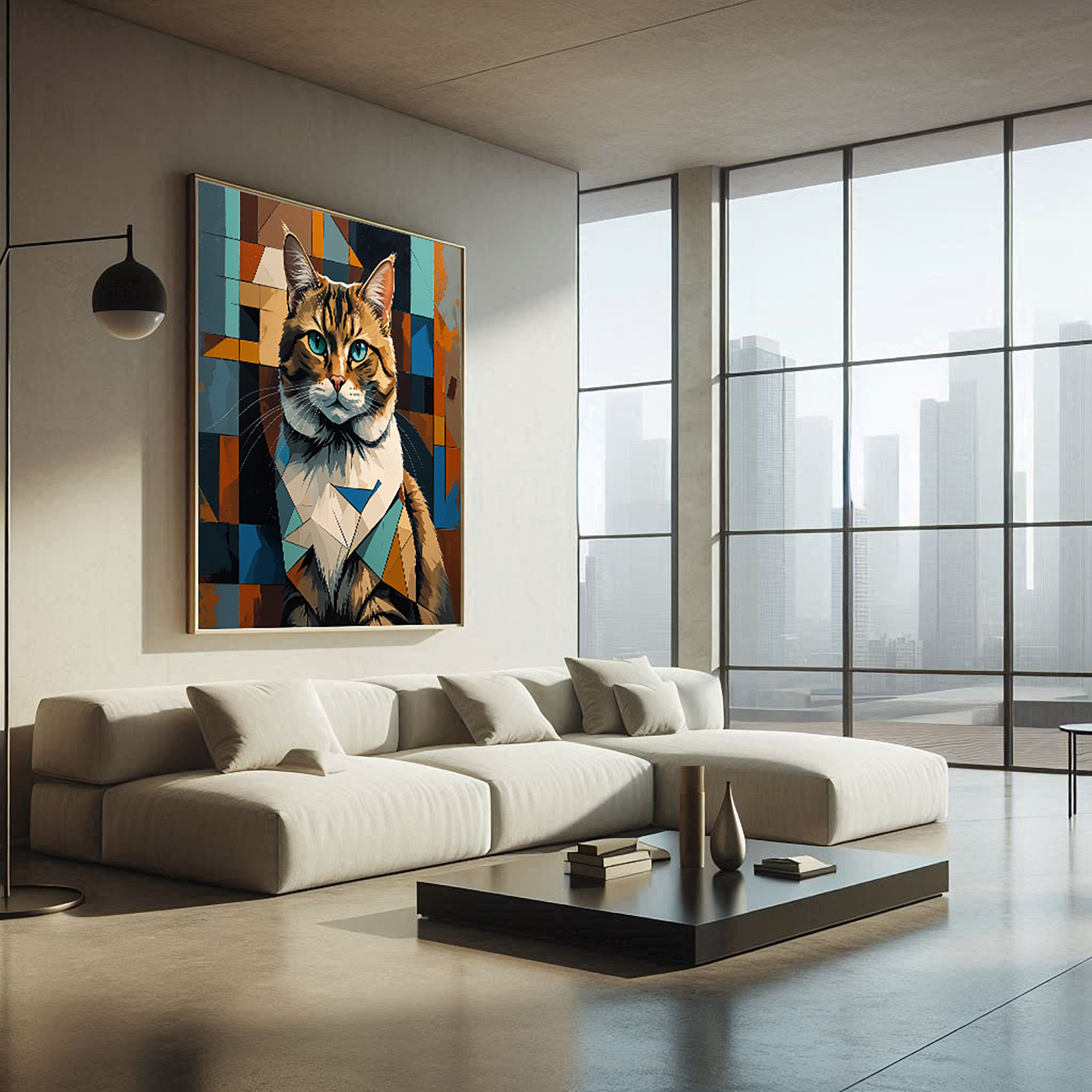 Cubist Tabby Cat Geometric Art Print