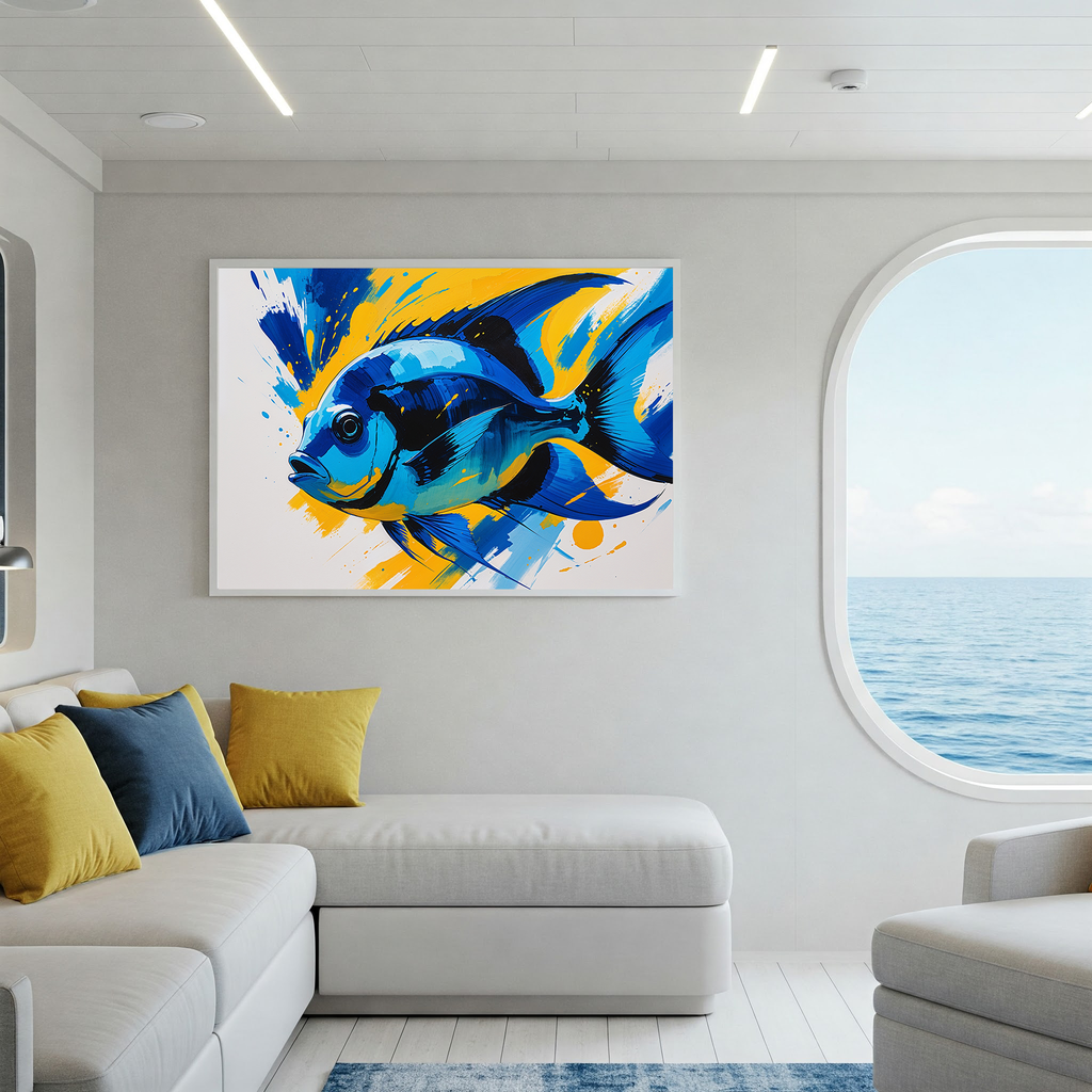 Abstract Blue Fish Poster | Digital Download
