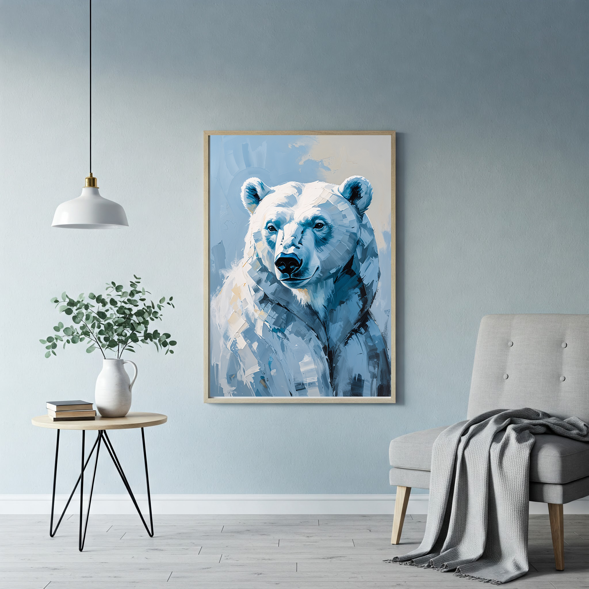 Abstract Polar Bear Portrait Wall Art Print | Digital Download