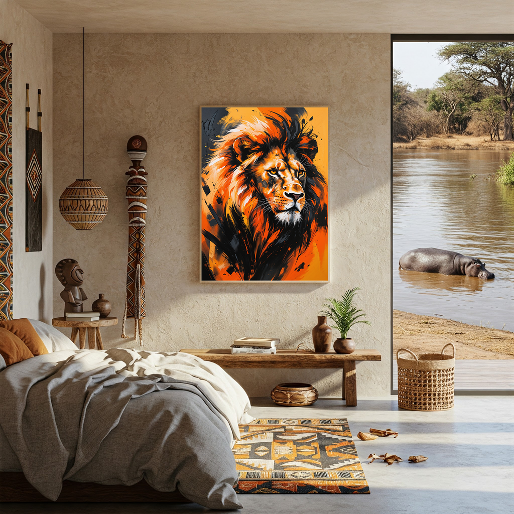 Abstract Lion Portrait Wall Art | Digital Download