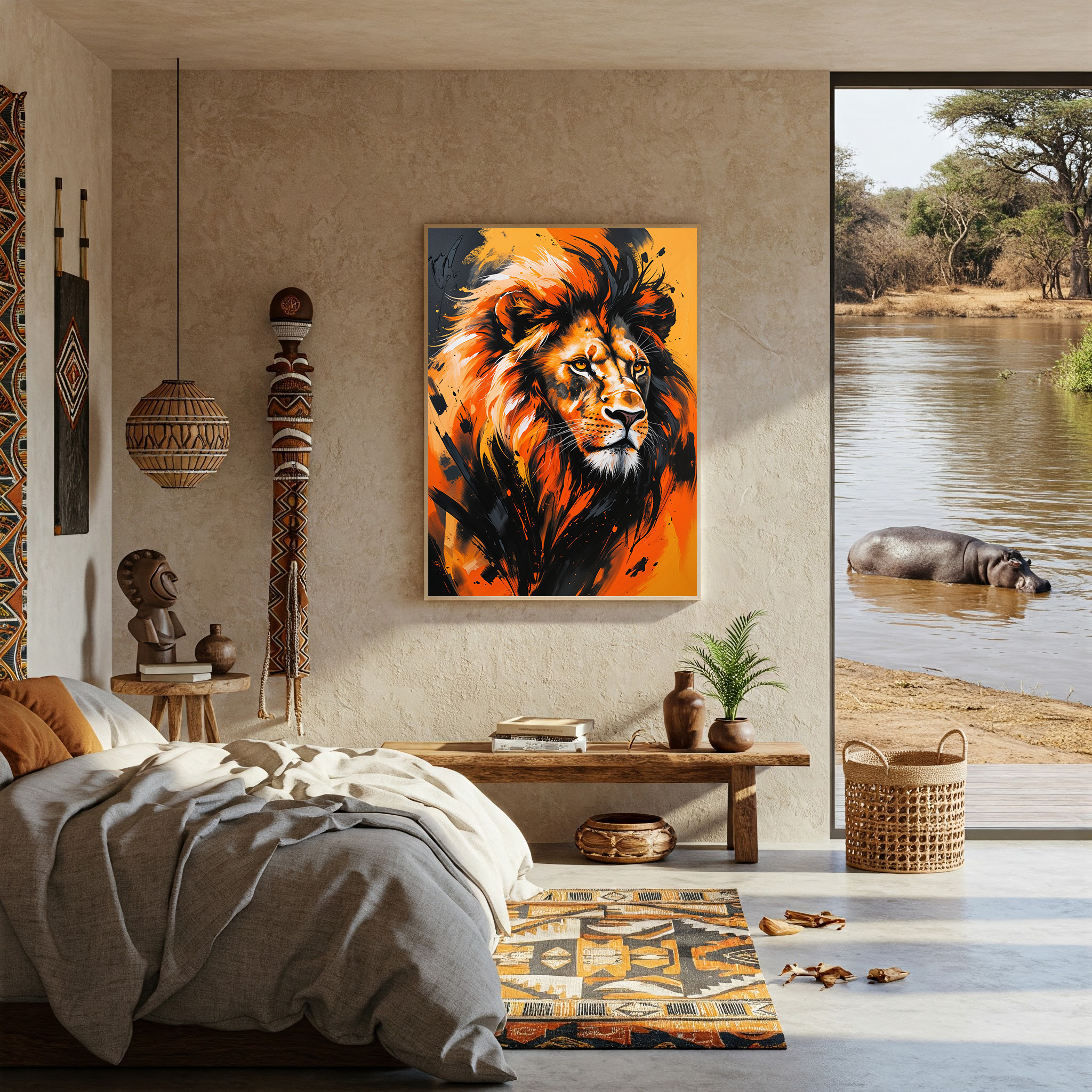 Abstract Lion Portrait Wall Art | Digital Download