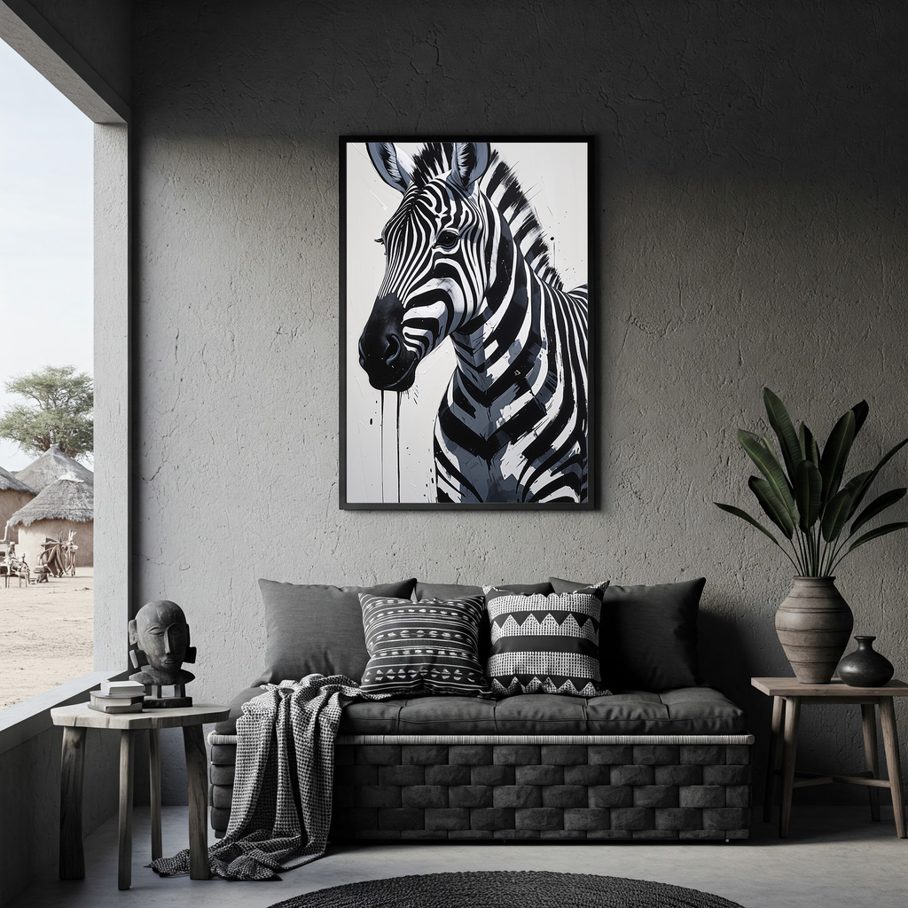 Abstract Zebra Portrait Wall Art | Digital Download