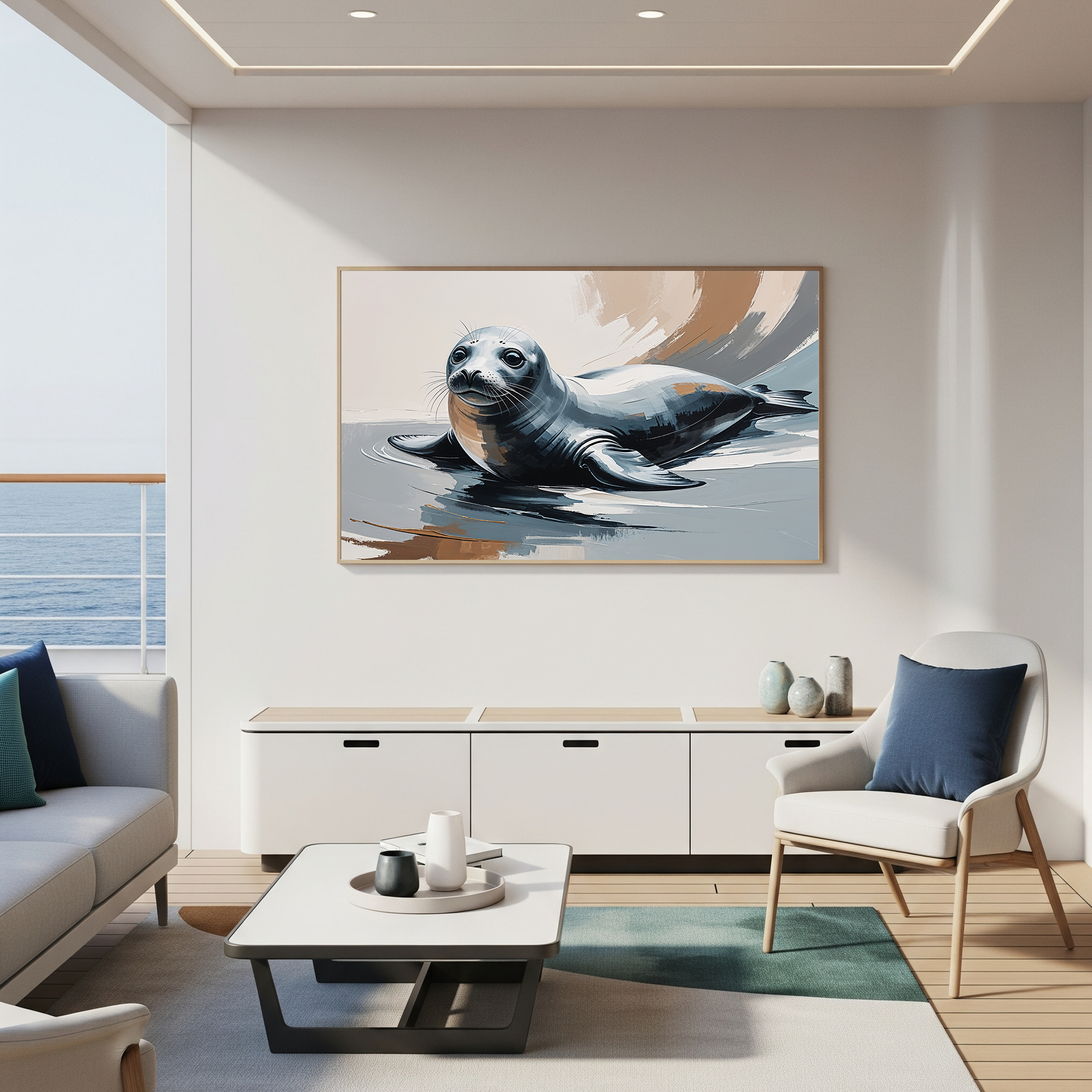 Abstract Seal Painting Ocean Wall Art | Digital Download
