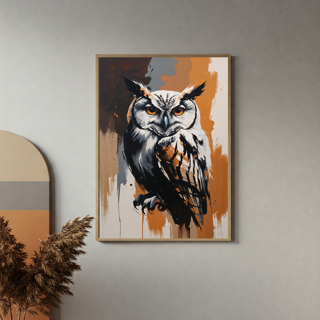 Abstract Great Horned Owl Wall Art Print | Digital Download