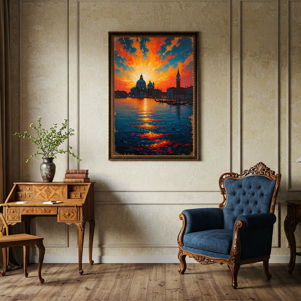 Venice Sunset Painting Canal Wall Art | Digital Download