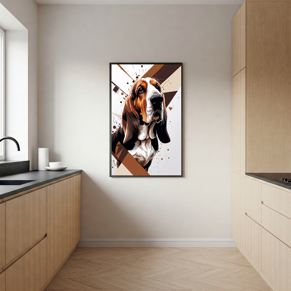 Geometric Basset Hound Art Print - Digital Download