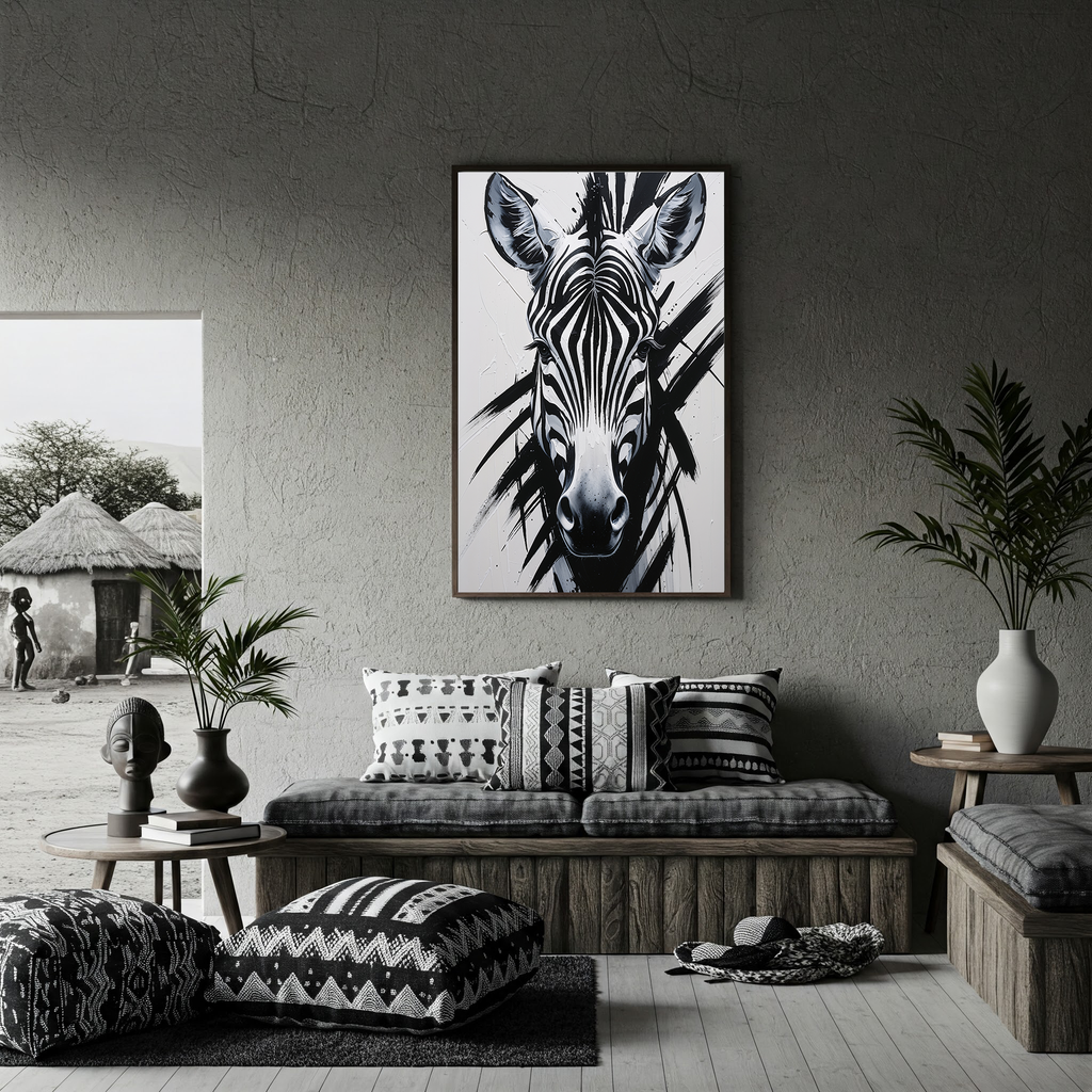 Abstract Zebra Portrait Wall Art Print | Digital Download
