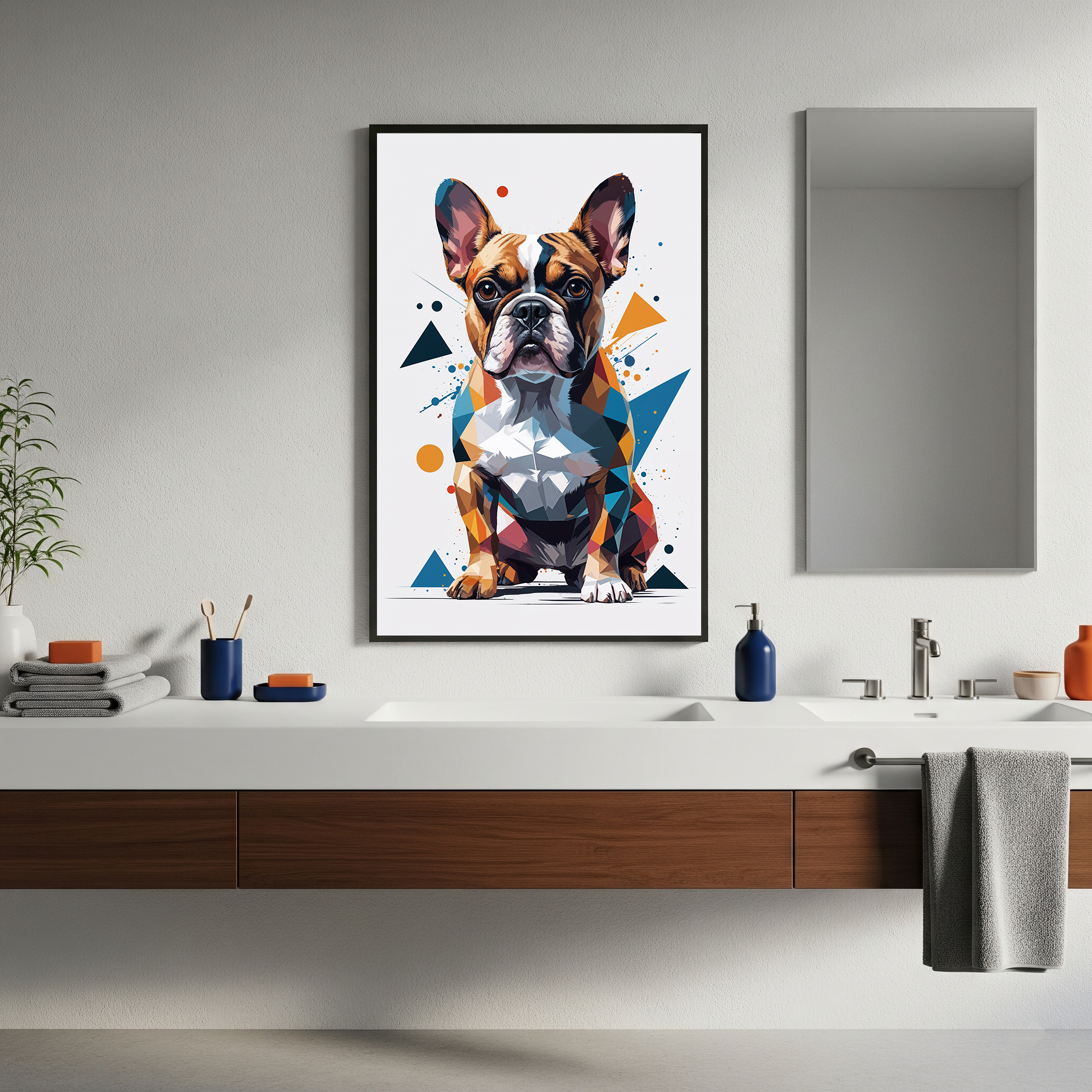 Geometric French Bulldog Art Print - Digital Download