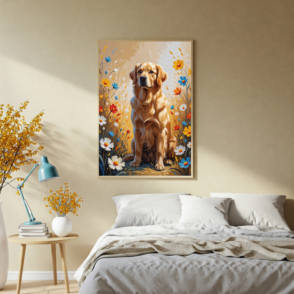 Golden Retriever in Wildflowers Wall Art | Digital Download