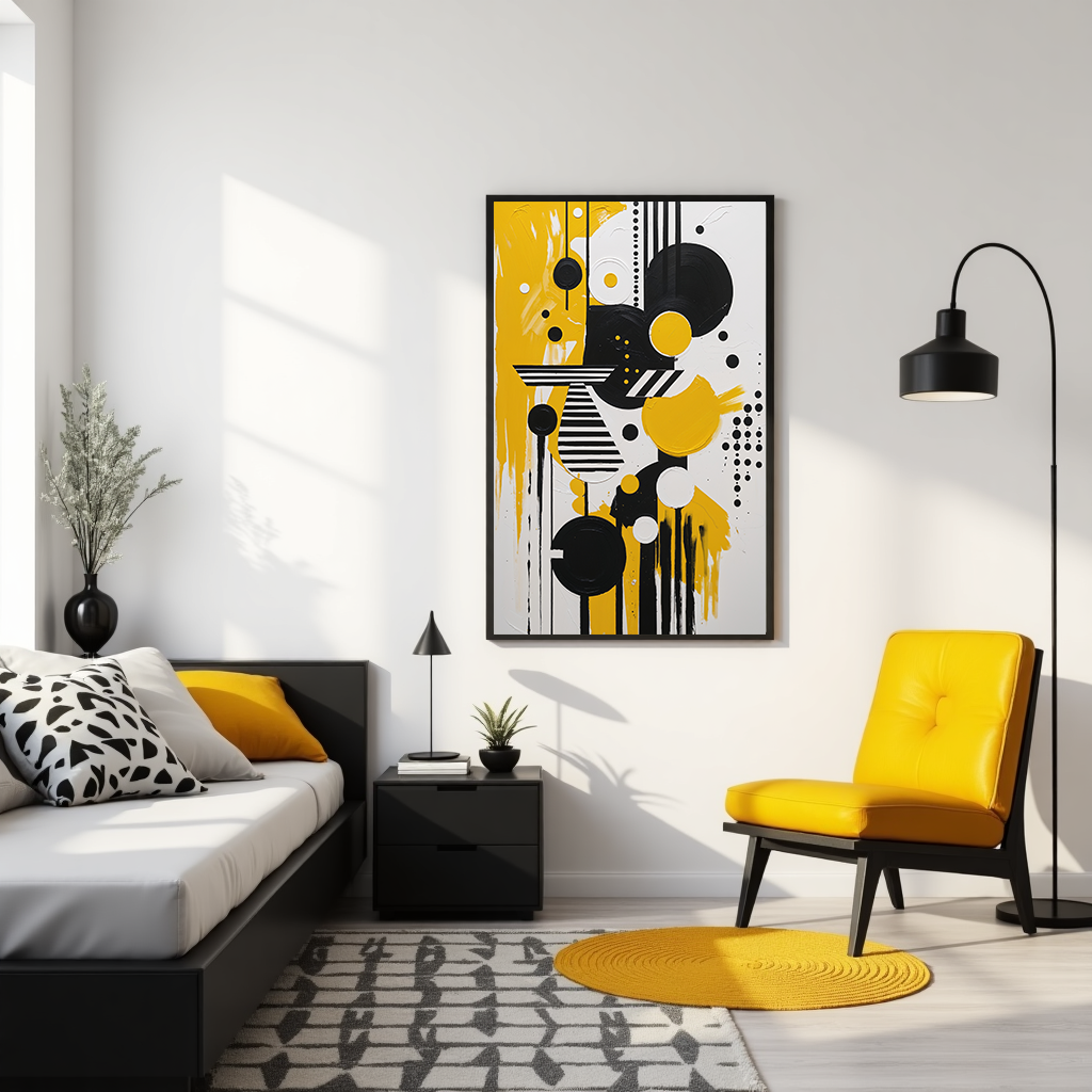 Abstract Harmony Gold & Black Art Print | Digital Download