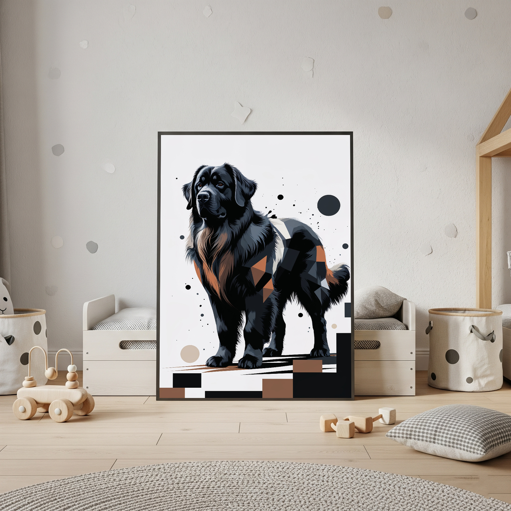 Geometric Newfoundland Dog Art Print | Digital Download