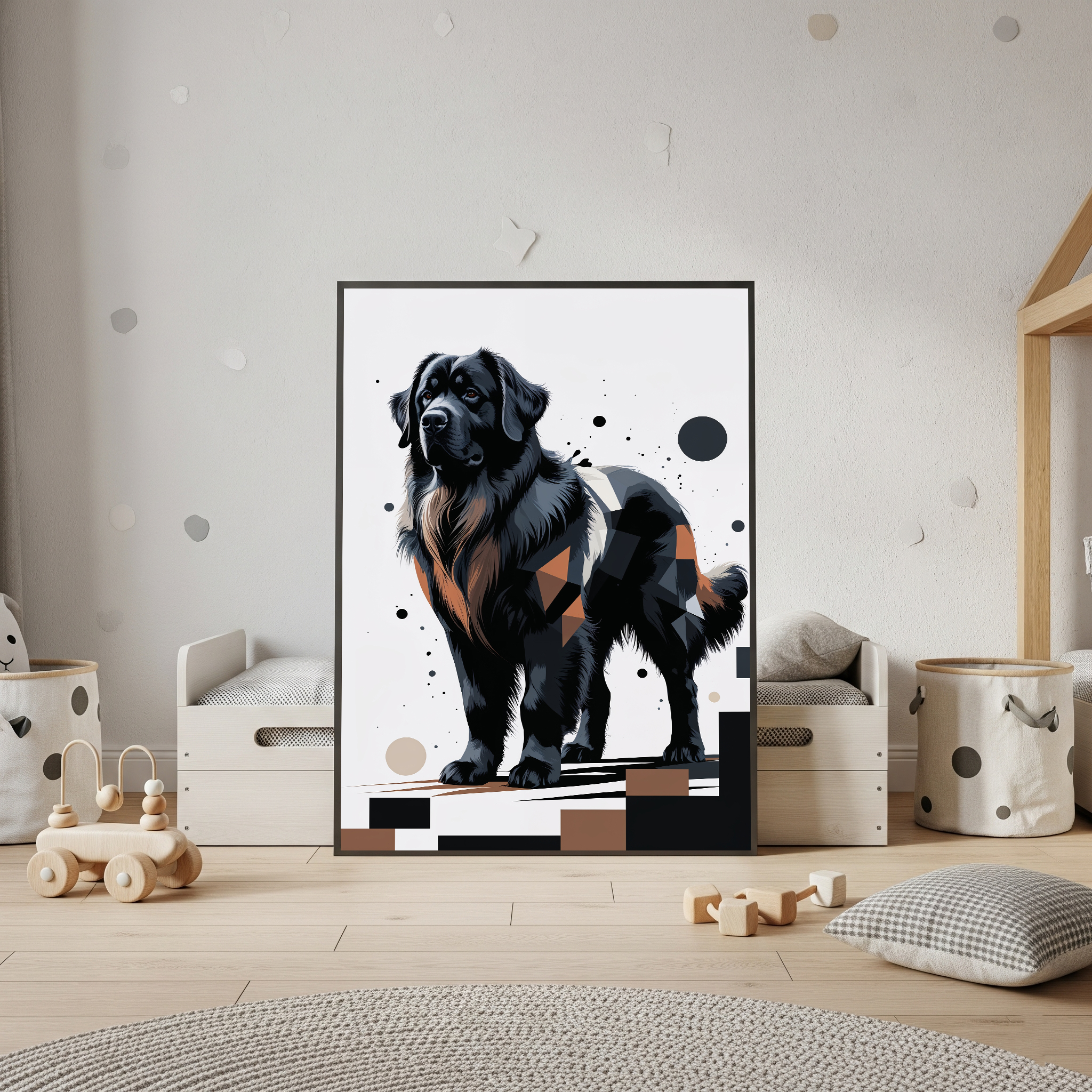 Geometric Newfoundland Dog Art Print | Digital Download