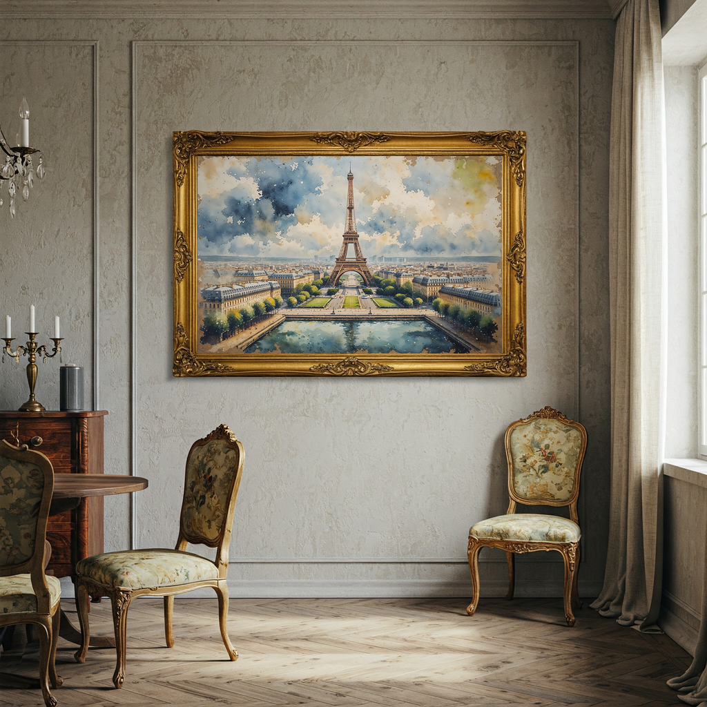 Eiffel Tower Paris Watercolor Wall Art | Digital Download