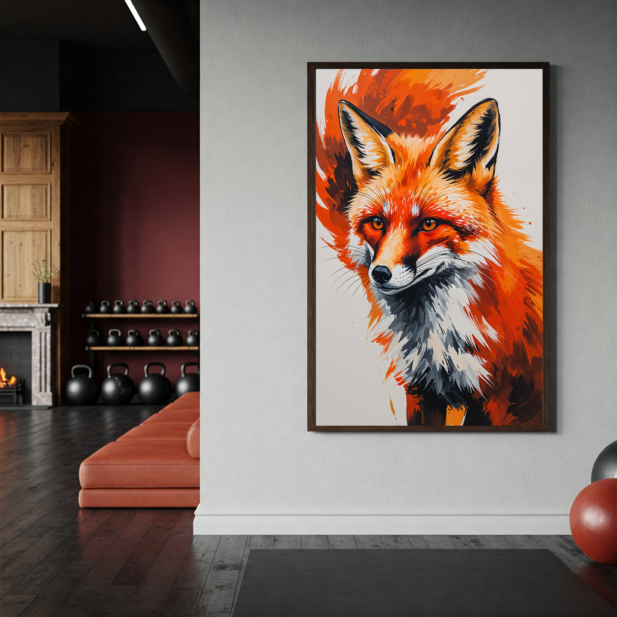 Abstract Red Fox Portrait Wall Art | Digital Download